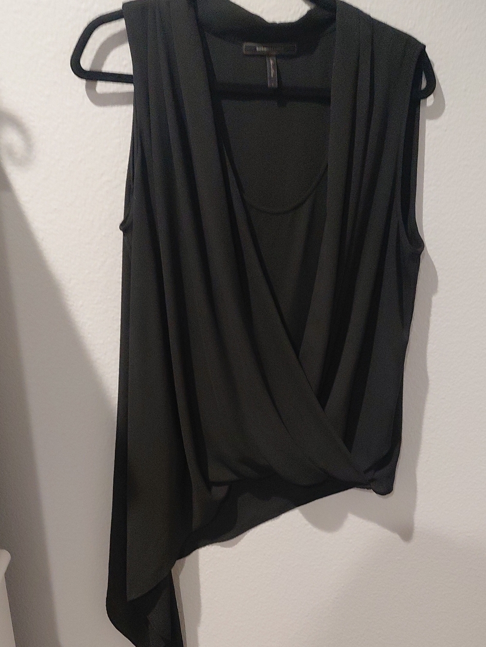 BCBGMaxAzria Black Asymmetric Draped Camisole